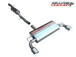Display view of the front and rear silencers. This system features the Jet-style trims 103